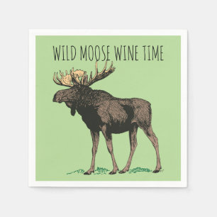 Wild Moose Wine Time Campfire Party Napkin
