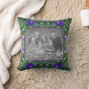Wild Morning Glory Flowers Frame Add Your Photo Cushion