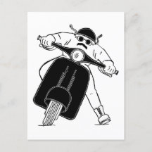 Wild Motor Scooter Rider With Mustache Aviator Hat