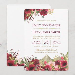 Wild Mountain Burgundy Roses Invitation