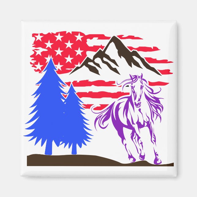 Wild Mountain Horse Galloping Magnet (Front)