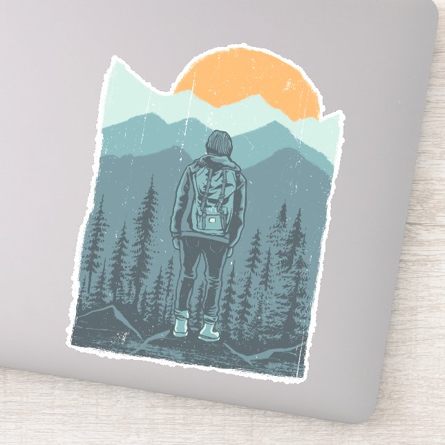 Wild Mountain Sunset Backpack Hiker Woman (Detail)