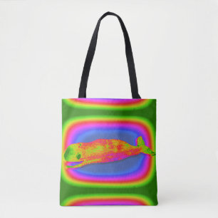 wild multi-colour whales design green tote bag