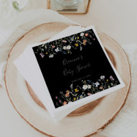 Wild Multicolor Floral Black Baby Shower