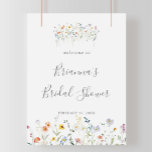 Wild Multicolor Floral Bridal Shower Welcome Poster<br><div class="desc">This wild multicolor floral bridal shower welcome poster is perfect for a modern wedding shower. The design features watercolor pink,  blush,  purple,  navy and white elegant flowers with emerald green leaves.</div>