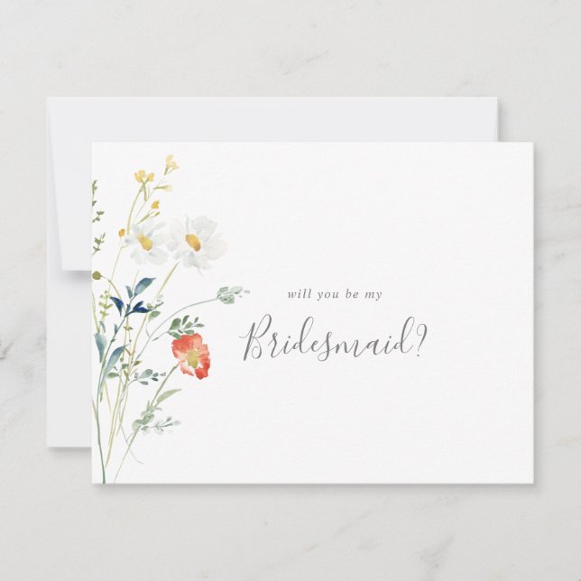 Wild Multicolor Floral Bridesmaid Proposal Card (Front)