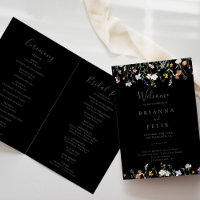 Wild Multicolor Floral Folded Black Wedding