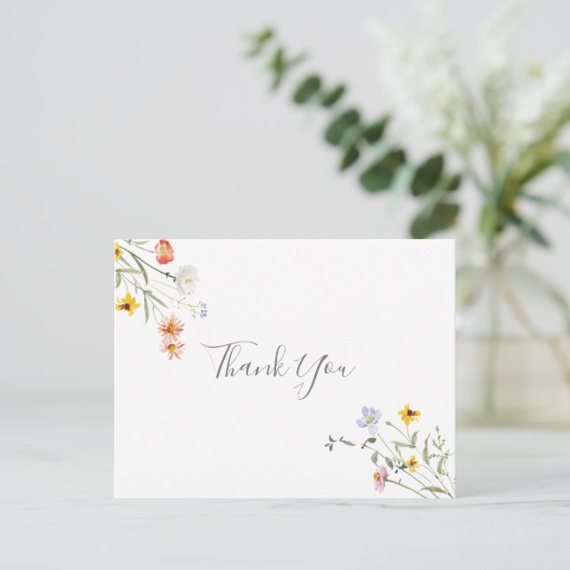 Wild Multicolor Floral Thank You Postcard (Standing Front)