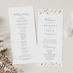 Wild Multicolor Floral Wedding Program Programme
