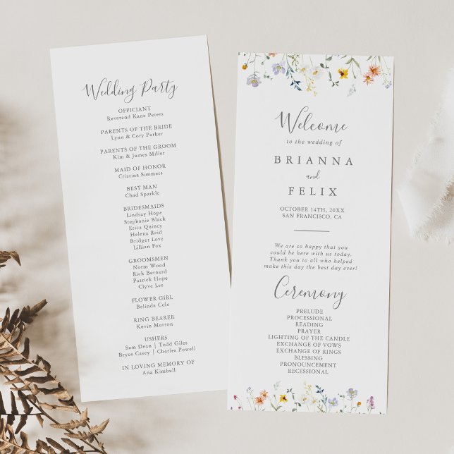 Wild Multicolor Floral Wedding Program Programme (Creator Uploaded)