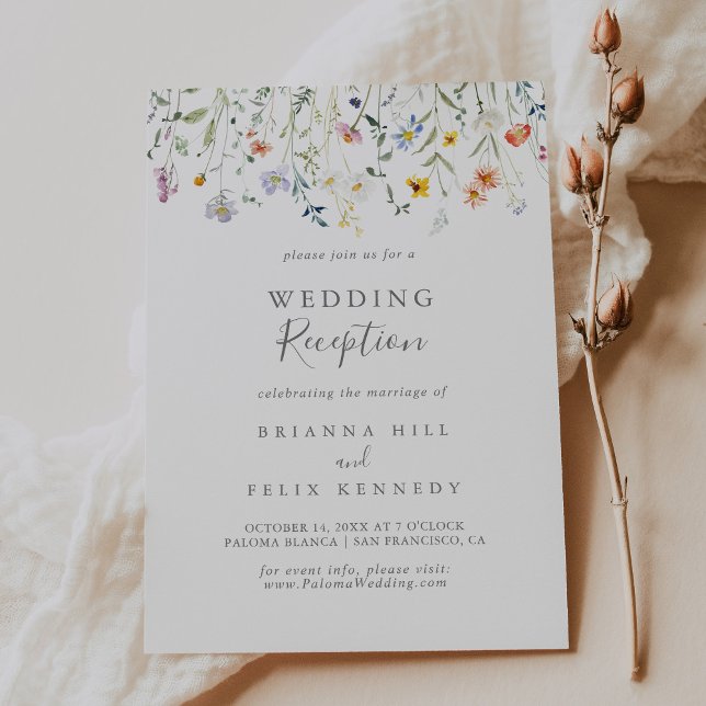 Wild Multicolor Floral Wedding Reception Invitation (Creator Uploaded)