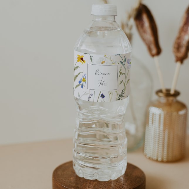 Wild Multicolor Floral Wedding Water Bottle Label (Creator Uploaded)