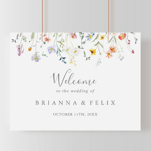 Wild Multicolor Floral Wedding Welcome Sign