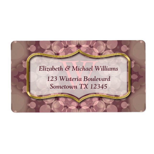 Wild Mushroom Monogram Large Address Labels (Front)