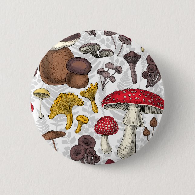 Wild mushrooms 6 cm round badge (Front)