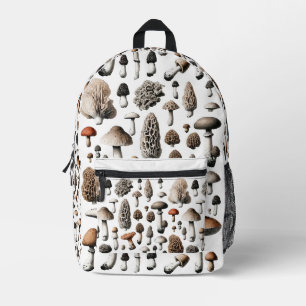 Wild Mushrooms Collection Illustration Printed Backpack