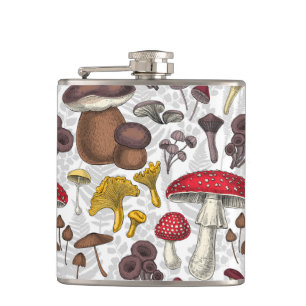 Wild mushrooms hip flask