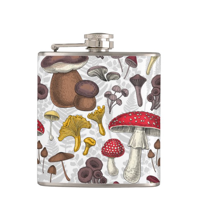 Wild mushrooms hip flask (Front)