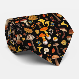 Wild mushrooms on black tie