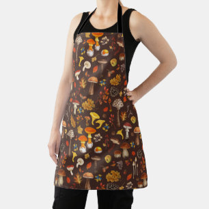 Wild mushrooms on brown apron