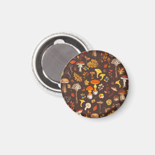 Wild mushrooms on brown magnet