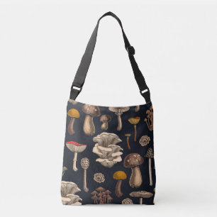 Wild Mushrooms  on graphite black Crossbody Bag