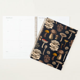 Wild Mushrooms on graphite black Planner