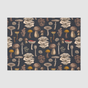 Wild Mushrooms  on graphite black Tissue Paper