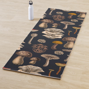 Wild Mushrooms  on graphite black Yoga Mat