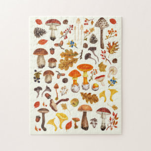 Wild mushrooms on off white jigsaw puzzle