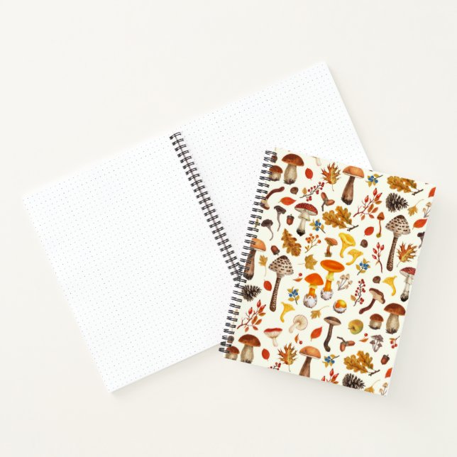 Wild mushrooms on off white notebook (Inside)