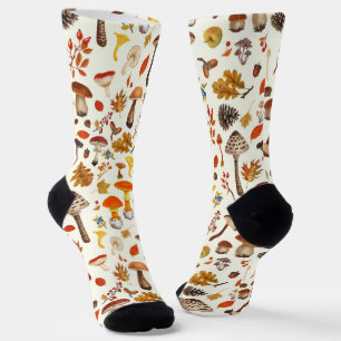 Wild mushrooms on off white socks