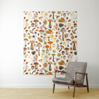 Wild mushrooms on off white