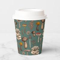 Wild Mushrooms on pine green