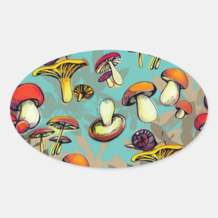 Wild mushrooms  oval sticker