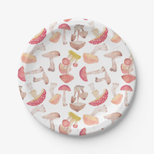 Wild mushrooms paper plate