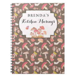 Wild mushrooms pattern custom notebook
