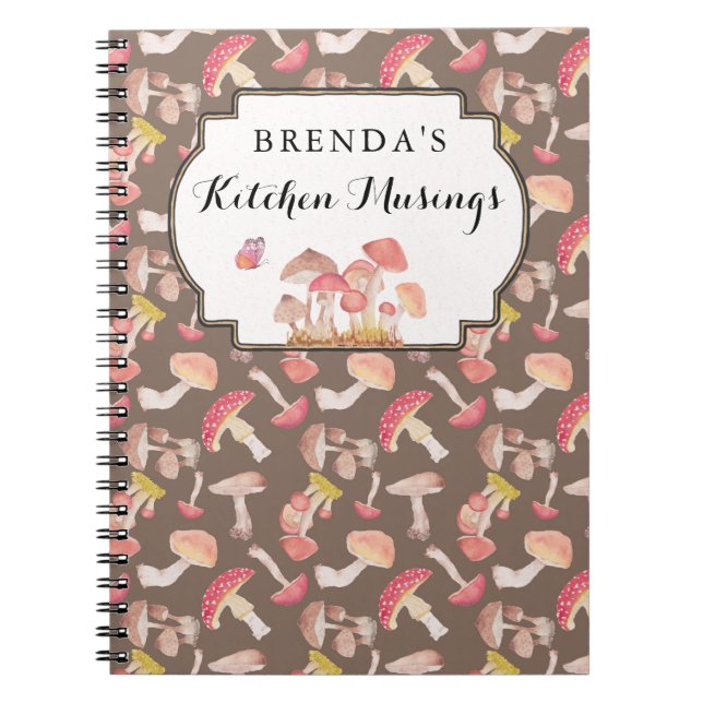 Wild mushrooms pattern custom notebook (Front)