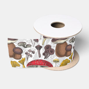 Wild mushrooms satin ribbon