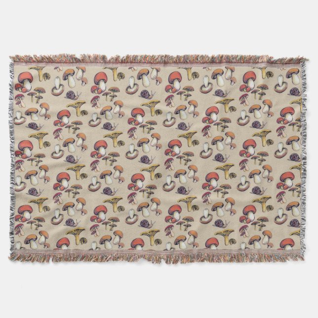 Wild mushrooms throw blanket (Front)