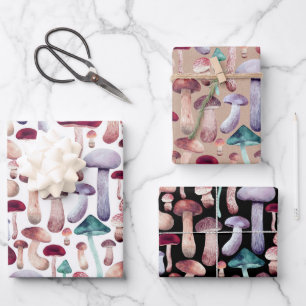 Wild Mushrooms Watercolor Illustration  Wrapping Paper Sheet