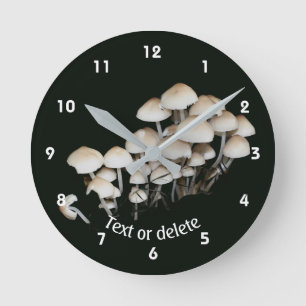 Wild Mushrooms Woodland Personalised Round Clock