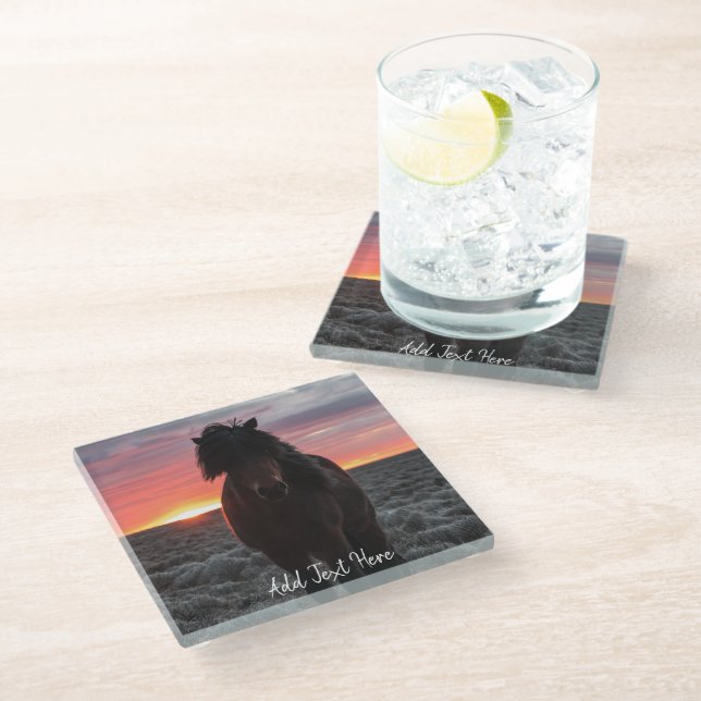 Wild Mustang Horse in the Sunset Glass Coaster (Angled)