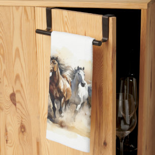 Wild Mustang Horses Equestrian Wild West Tea Towel