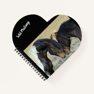 Wild Mustang Horses Heart Shaped Spiral Notebook