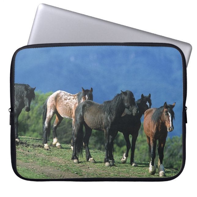 Wild Mustang Horses in the Mountains Laptop Sleeve (Front)