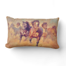 Wild Mustang Horses Stampede Watercolor