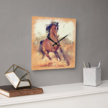 Wild Mustang Horses Stampede Watercolor