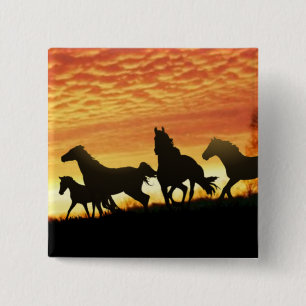 Wild Mustangs 15 Cm Square Badge