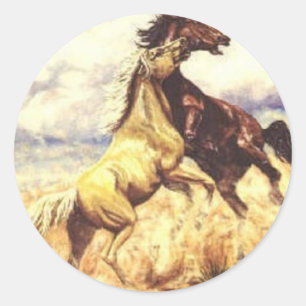 Wild Mustangs Classic Round Sticker